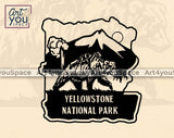 bear with yellowstne park on ackground svg file