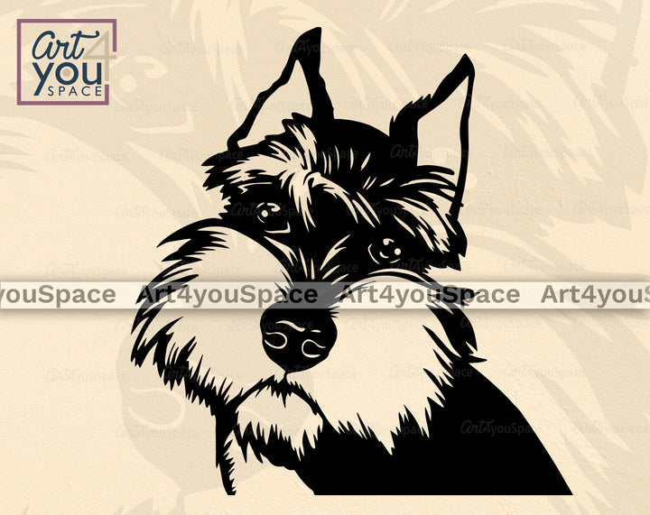 Mini Schnauzer With Cutted Ears SVG