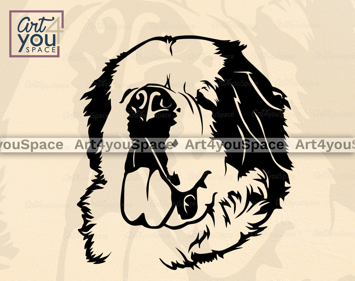 Buy Saint Bernard with tongue SVG, DXF, PNG – Art4youSpace, image size:1200x952