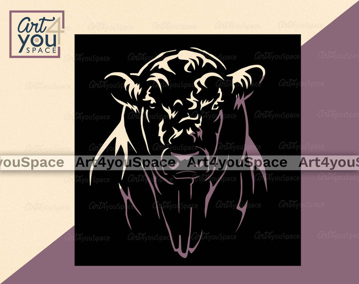 Angus Bull vector stencil for laser cutting