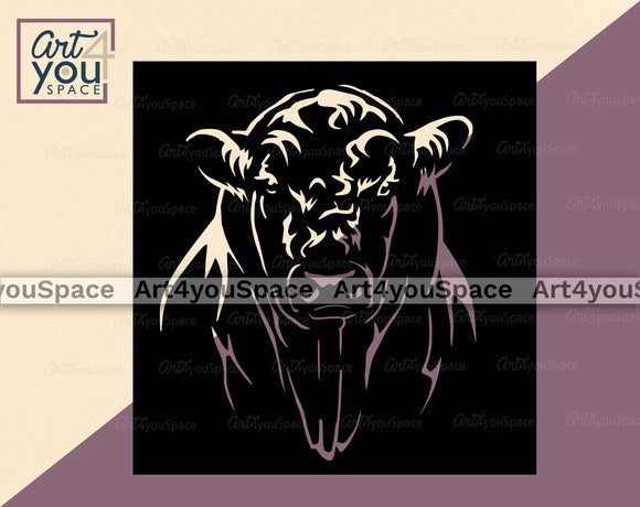 Angus Bull vector stencil for laser cutting 