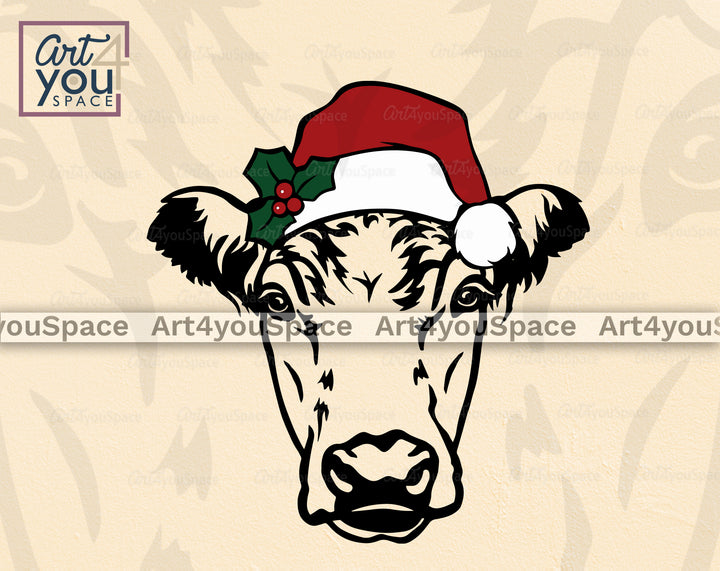 Angus cow Christmas Svg