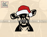 calf with santa hat svg
