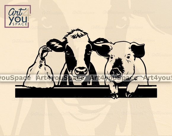 Turkey Dairy Cow and Pig svg file