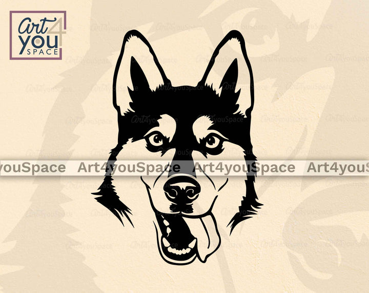 funny husky face svg file