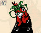 Chicken With Bandana, Glasses DXF