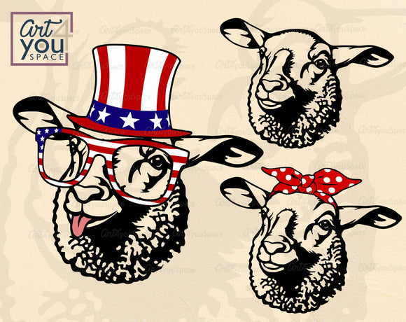 Funny Sheep With a Uncle Sam Hat SVG