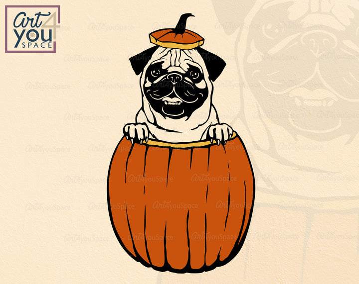 funny pug helloween colorful svg