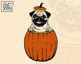 funny pug helloween colorful svg