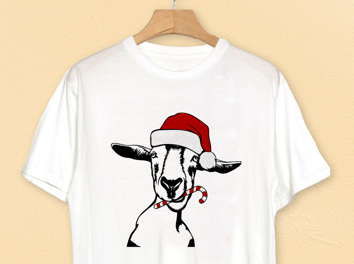 funny goat head with xmas hat svg file