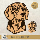 3D Beagle Svg, Multilayered Dog SVG, , Metal Laser Cut Vector