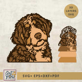 3D Bernedoodle Multilayer Dog SVG