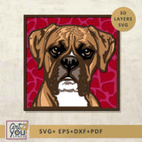 3D Boxer dog with hearts  