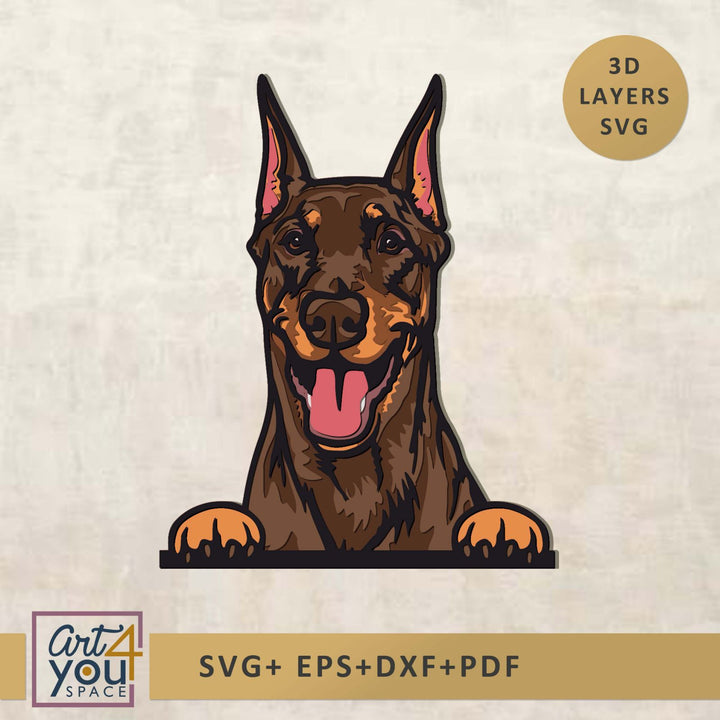 3D Doberman Laser Cut Vector