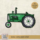 3D Green tractor SVG file