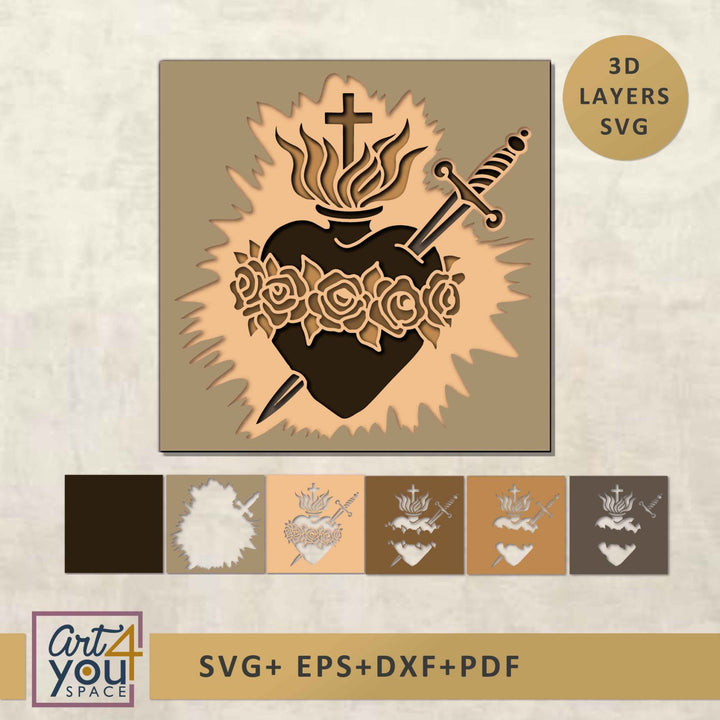 3D Immaculate Heart of Mary  SVG