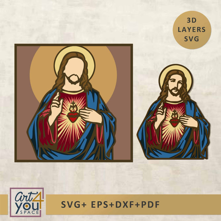 3D Layered Jesus Multilayer SVG