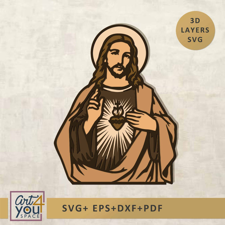 3D Layered Jesus Multilayer SVG File: