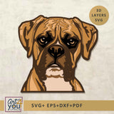 3D Multi-Layer Boxer Dog Face SVG