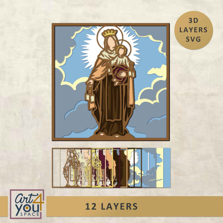 3D Shadow Box SVG Virgen del Carmen 