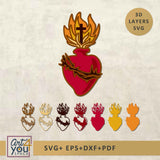 3D layered SVG design of a sacred heart