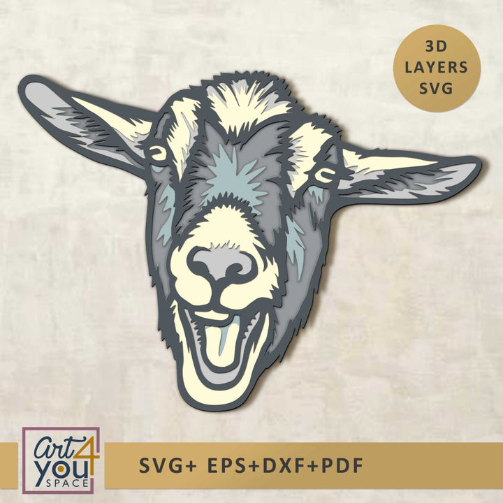 3D layered SVG of a goat