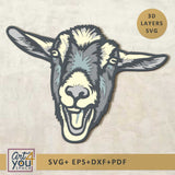 3D layered SVG of a goat