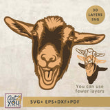 3D layered SVG of a goat head 