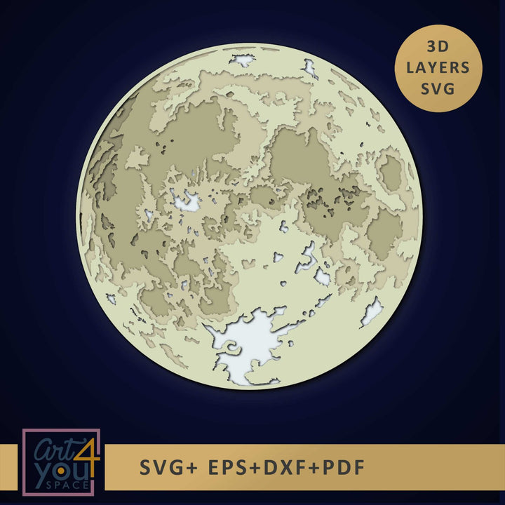 3D layered moon SVG design