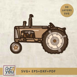 3D layers SVG of a vintage tractor 