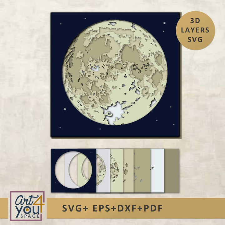 3D moon SVG design