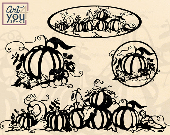 Decorative pumpkins laser cut vector designs