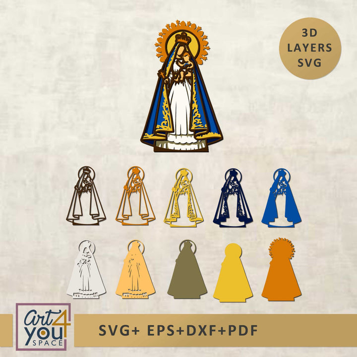 3d Multilayered svg design of Our lady of Charity 