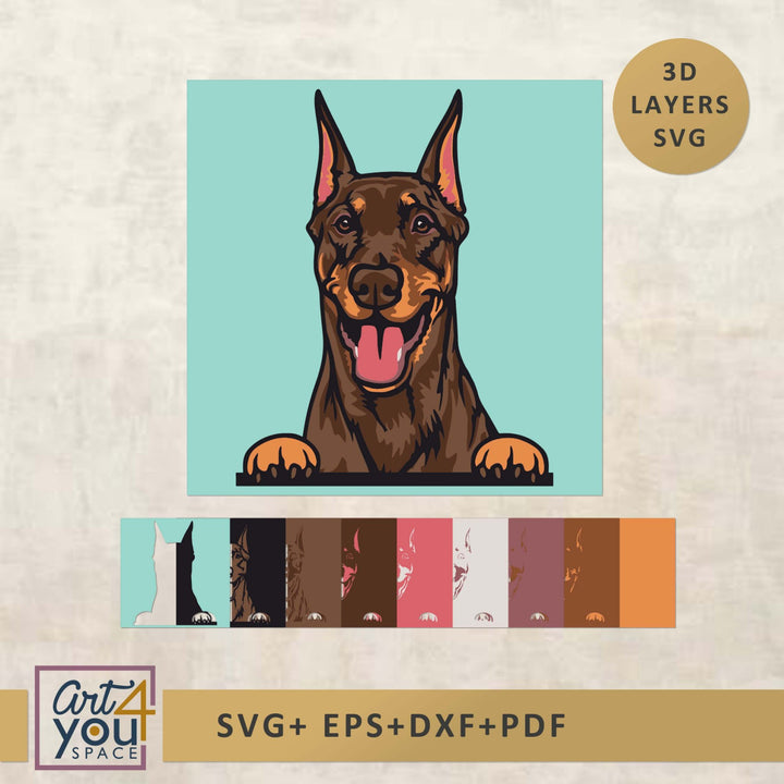 3d SVG shadow box Doberman