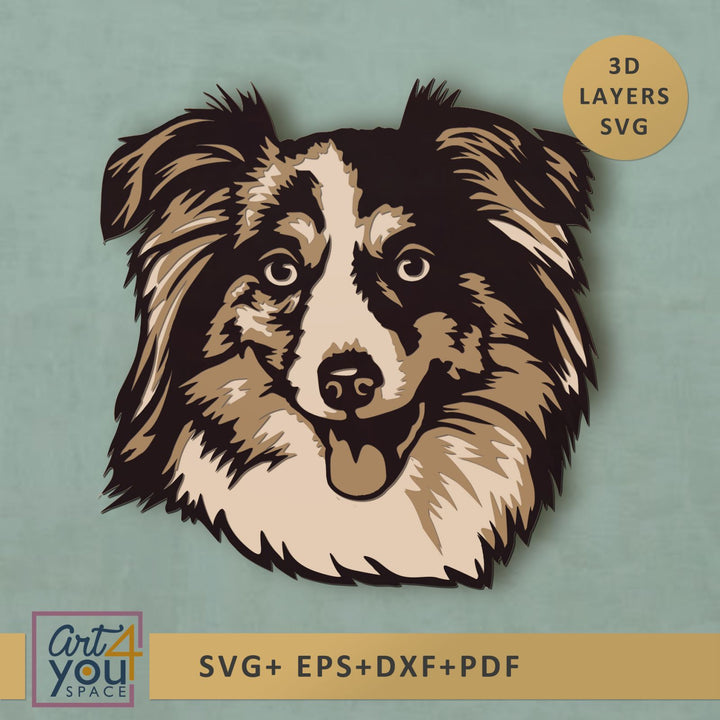 3d svg design of Australian Shepherd dog 