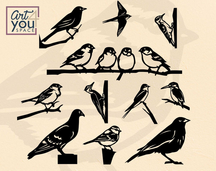 7 Bird SVG Set for Laser Cut