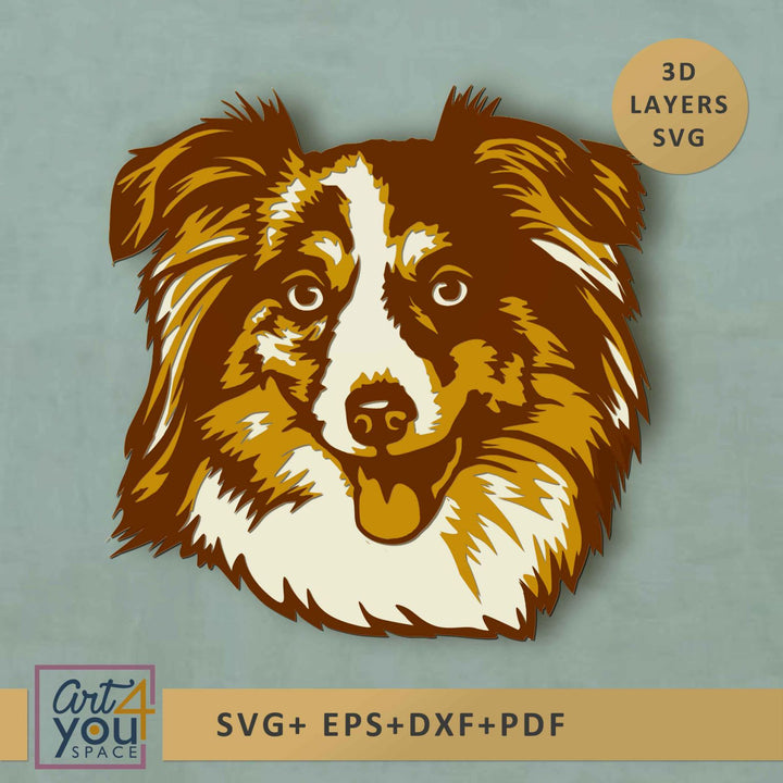 Australian Shepherd 3D Multilayered Dog 