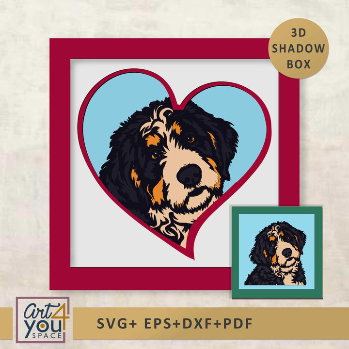 Bernedoodle Shadow Box Svg 