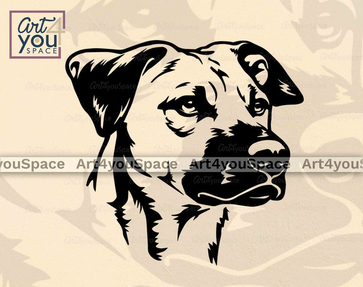 Black Mouth Cur Dog Face SVG