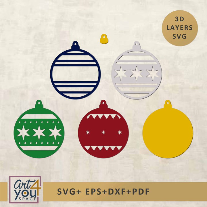 Boho Xmas Ornaments Laser Cut File