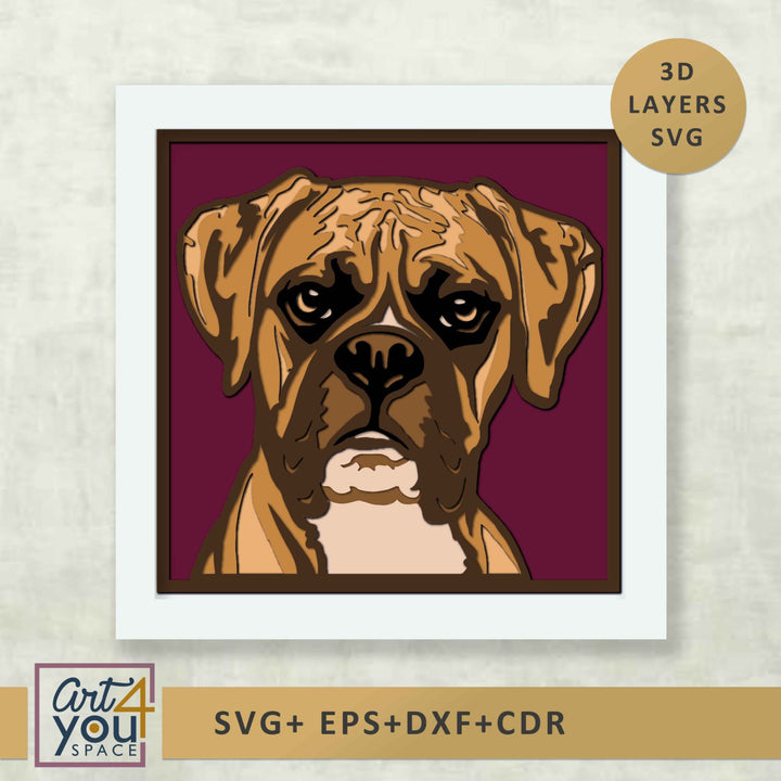 Boxer dog shadow box
