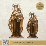 Brown Virgen del Carmen 3D Layered SVG