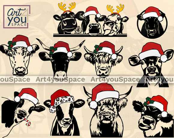 Christmas cow svg
