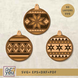 Christmas wooden ornament designs with geometric patterns 