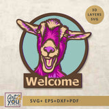 Colorful goat head  3D layers SVG.