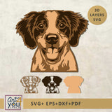 Dog portrait SVG design with 3D layers