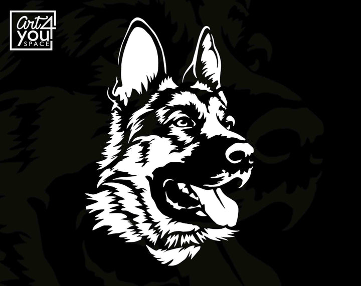 german shepherd  face svg white