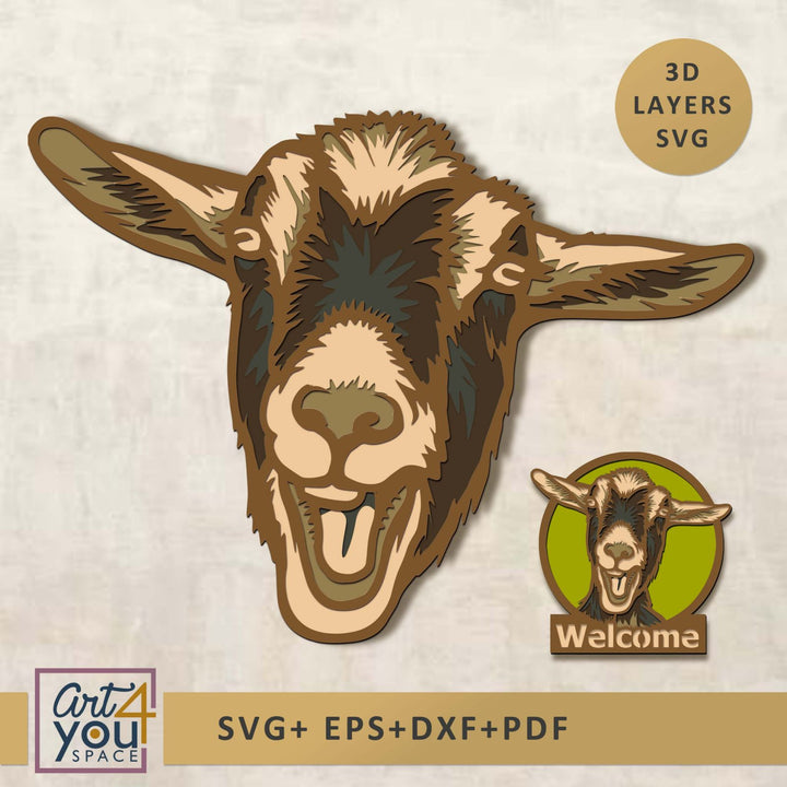 Goat head design featuring 3D layers 