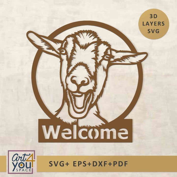 Goat head design featuring 3D layers SVG