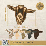 Goat head design with measurements and file type options 